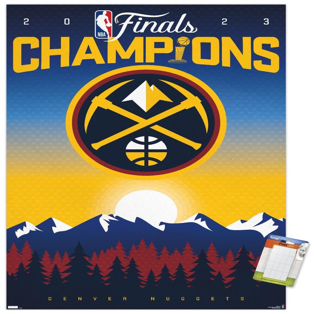 Trends International NBA Denver Nuggets - 2023 NBA Finals Team Logo Wall Poster, 34L x 22.4W, Premium Poster & Mount Bundle