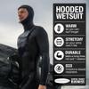 Ho Stevie! Mens 5/4mm Hooded Surfing Wetsuit - Chest Zip Fullsuit with Hood - Warm Superstretch Neoprene w/GBS Seams (Black 5/4mm, S (Small)) view 2