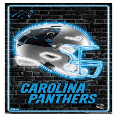 Trends International NFL Carolina Panthers - Neon Helmet 23 Wall Poster, 34L x 22.4W, White Framed Version