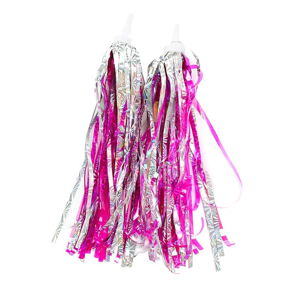 ccHuDE 2 Pcs Bike Handlebar Scooter Streamers Bicycle Tassel Ribbon Bike Cycling Streamers Bike Grips Ribbon Colorful Bicycle Ribbons for Girls Boys Hot Pink