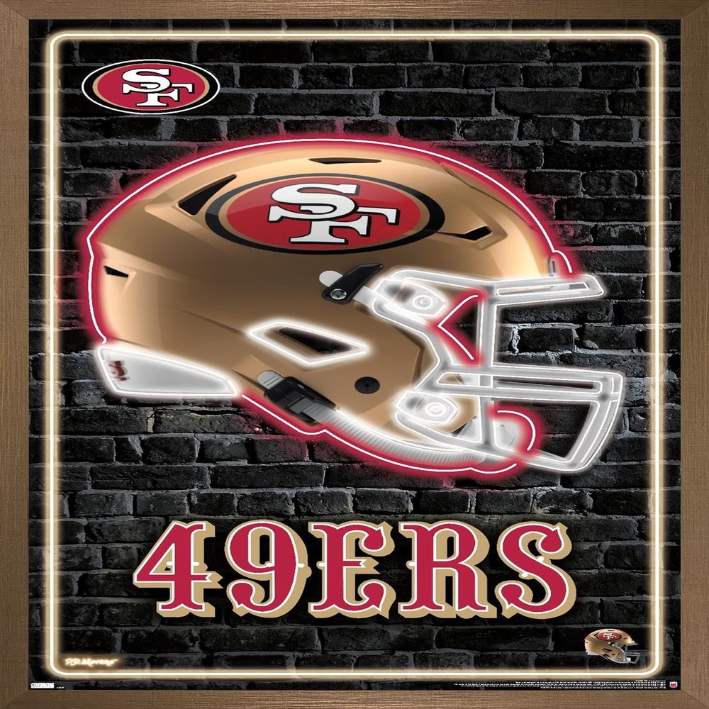 NFL San Francisco 49ers - Neon Helmet 23 Wall Poster, 22.4L" x 14.7W", Bronze Framed Version