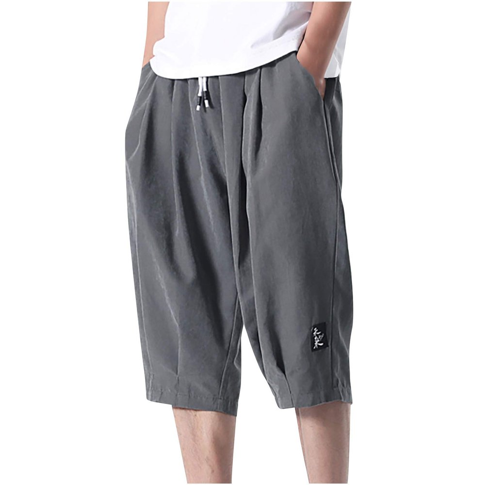Mens Shorts Gym Lightweight Shorts for Men 2023 Casual Premium Twill Relaxed Fit Drawstring Walk 11 Inch Casual Pocket Shorts Gray M