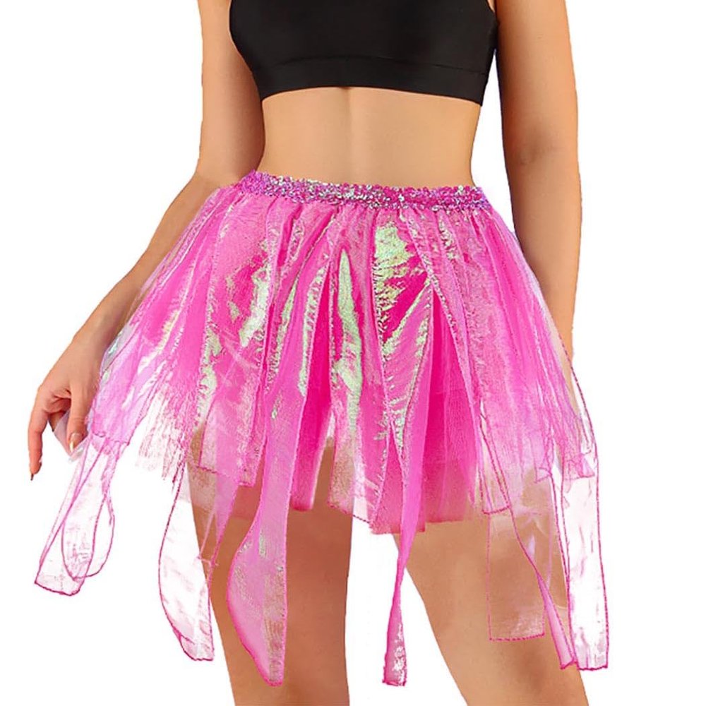 Fstrend Women's Tutu Skirt Layered Ballet Dance Tulle Costume Tutus Skirts for Women(Rose Red)