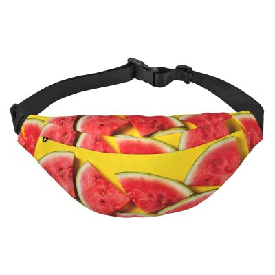 Watermelon Beautiful Printed Fanny Pack Belt Bag Waist Bag With 3-Zipper Pockets Adjustable Crossbody For Sports Running Travel