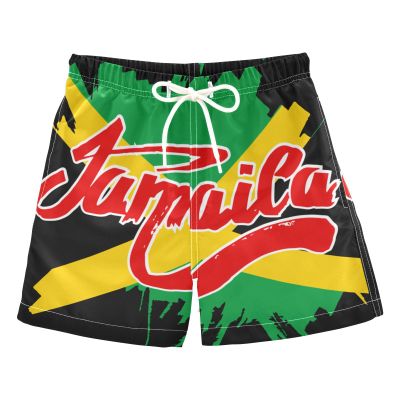 Aflyko Patriot Boys' Board Shorts Jamaican Flag Doodle Swim Trunks Bathing Suit Girls Beach Swimwear Quick Dry Swimming Shorts Jamaica Independence Day All Day Shorts Gym Shorts L