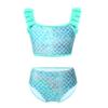 Hedmy Kids Girls 2 Pieces Mermaid Swimsuit Tankini Sets Fish Scales Swimwear Summer Bathing Suits Green 12 Years view 1