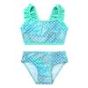 Hedmy Kids Girls 2 Pieces Mermaid Swimsuit Tankini Sets Fish Scales Swimwear Summer Bathing Suits Green 12 Years view 3