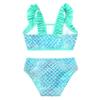 Hedmy Kids Girls 2 Pieces Mermaid Swimsuit Tankini Sets Fish Scales Swimwear Summer Bathing Suits Green 12 Years view 4