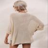 chouyatou Women's Oversized Short Sleeve Crochet Sweater Tops Beach Cover Up Summer T-Shirt (X-Small, Apricot) view 2