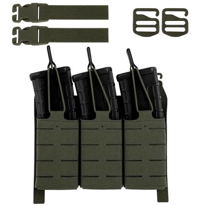 PETAC GEAR Tactical Triple 556 Magazine Pouch with Kydex Insert,KTAR AR Front Flap Magazine Pouch Laser Cut MOLLE Mag Carrier (RG)