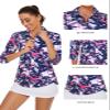 Tanst Sky Women's Polo Shirts, Golf Tops for Women Quarter Zip Collared 3/4 Sleeve Funny UPF 50 UV Protection Activewear Ladies Yoga Running Pickleball Workout Athletic Clothes Purple Medium view 3
