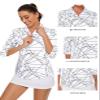 Tanst Sky Women's Golf Top, Polo Shirts for Woman Quarter Zip Collared 3/4 Sleeve UPF 50 Apparel Ladies Pickleball Tennis Hiking Workout Running Loose Fit Athletic Clothing White XX-Large view 3