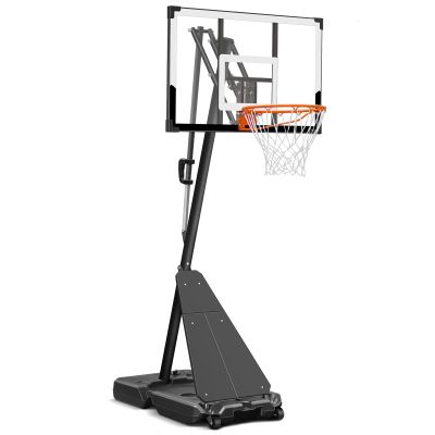 Seray Basketball Hoop with 4.8-10FT Height Adjustable for Kids/Adults, Basketball Hoop Outdoor 10 ft Adjustable with 44 Inch Backboard and 2 Wheels for Outdoor/Indoor Sports, white
