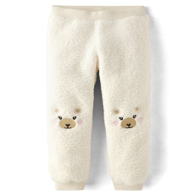 Gymboree,and Toddler Fleece Jogger Sweatpants,Nordic White,12-18 Months