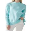 noflik Women's Oversized Mock Neck Long Balloon Sleeve Sweater with Side Slits (Aqua Mint, S) view 1
