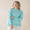 noflik Women's Oversized Mock Neck Long Balloon Sleeve Sweater with Side Slits (Aqua Mint, S) view 2