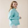 noflik Women's Oversized Mock Neck Long Balloon Sleeve Sweater with Side Slits (Aqua Mint, S) view 3