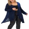 Agnes Orinda Plus Size Women Cardigan Open Front Long Sleeve Irregular Hem Lightweight Long Cardigans 2X Royal Blue view 1