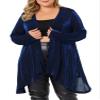 Agnes Orinda Plus Size Women Cardigan Open Front Long Sleeve Irregular Hem Lightweight Long Cardigans 2X Royal Blue view 2