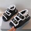 Big Kids Girl Sandals Summer Pink Black Hairy Edge Adjustable Ankle Width Soft Bottom with Princess Shoes Toddler Clogs (Black, 2 Big Kids) view 2