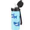 GOPPUS Kids Water Bottle (Straw Lid) - 18 Oz Stainless Steel Travel Bottle, Double Wall Vacuum Leak Proof Kids Cup for School Boys Girls,Iron Shark view 1