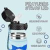 GOPPUS Kids Water Bottle (Straw Lid) - 18 Oz Stainless Steel Travel Bottle, Double Wall Vacuum Leak Proof Kids Cup for School Boys Girls,Iron Shark view 3