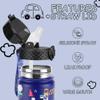 GOPPUS Kids Water Bottle (Straw Lid) - 14 Oz Stainless Steel Travel Bottle, Double Wall Vacuum Leak Proof Kids Cup for School Boys Girls,Blue engineering car view 3