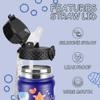 GOPPUS Kids Water Bottle (Straw Lid) - 14 Oz Stainless Steel Travel Bottle, Double Wall Vacuum Leak Proof Kids Cup for School Boys Girls,Under the Sea view 3