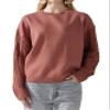 noflik Women's Soft Touch Crew Neck Long Cable Knit Sleeve Sweater Top (Marsala, S) view 1