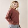 noflik Women's Soft Touch Crew Neck Long Cable Knit Sleeve Sweater Top (Marsala, S) view 3