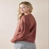 noflik Women's Soft Touch Crew Neck Long Cable Knit Sleeve Sweater Top (Marsala, S) view 4