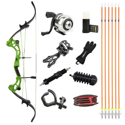 Archery Bowfishing Lever Bow Kit Compound Bow Kit IBO 320FPS Draw Weight 30-55 Lbs Adjustable for Outdoor Hunting Shooting Fishing (Green)