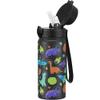 GOPPUS Kids Water Bottle (Straw Lid) - 18 Oz Stainless Steel Travel Bottle, Double Wall Vacuum Leak Proof Kids Cup for School Boys Girls,Space dinosaur view 1
