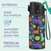 GOPPUS Kids Water Bottle (Straw Lid) - 18 Oz Stainless Steel Travel Bottle, Double Wall Vacuum Leak Proof Kids Cup for School Boys Girls,Space dinosaur view 2