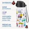 GOPPUS Kids Water Bottle (Straw Lid) - 18 Oz Stainless Steel Travel Bottle, Double Wall Vacuum Leak Proof Kids Cup for School Boys Girls,White engineering car view 2