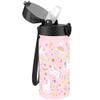 GOPPUS Kids Water Bottle (Straw Lid) - 14 Oz Stainless Steel Travel Bottle, Double Wall Vacuum Leak Proof Kids Cup for School Boys Girls,Unicorn Fields view 1