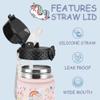 GOPPUS Kids Water Bottle (Straw Lid) - 14 Oz Stainless Steel Travel Bottle, Double Wall Vacuum Leak Proof Kids Cup for School Boys Girls,Unicorn Fields view 3