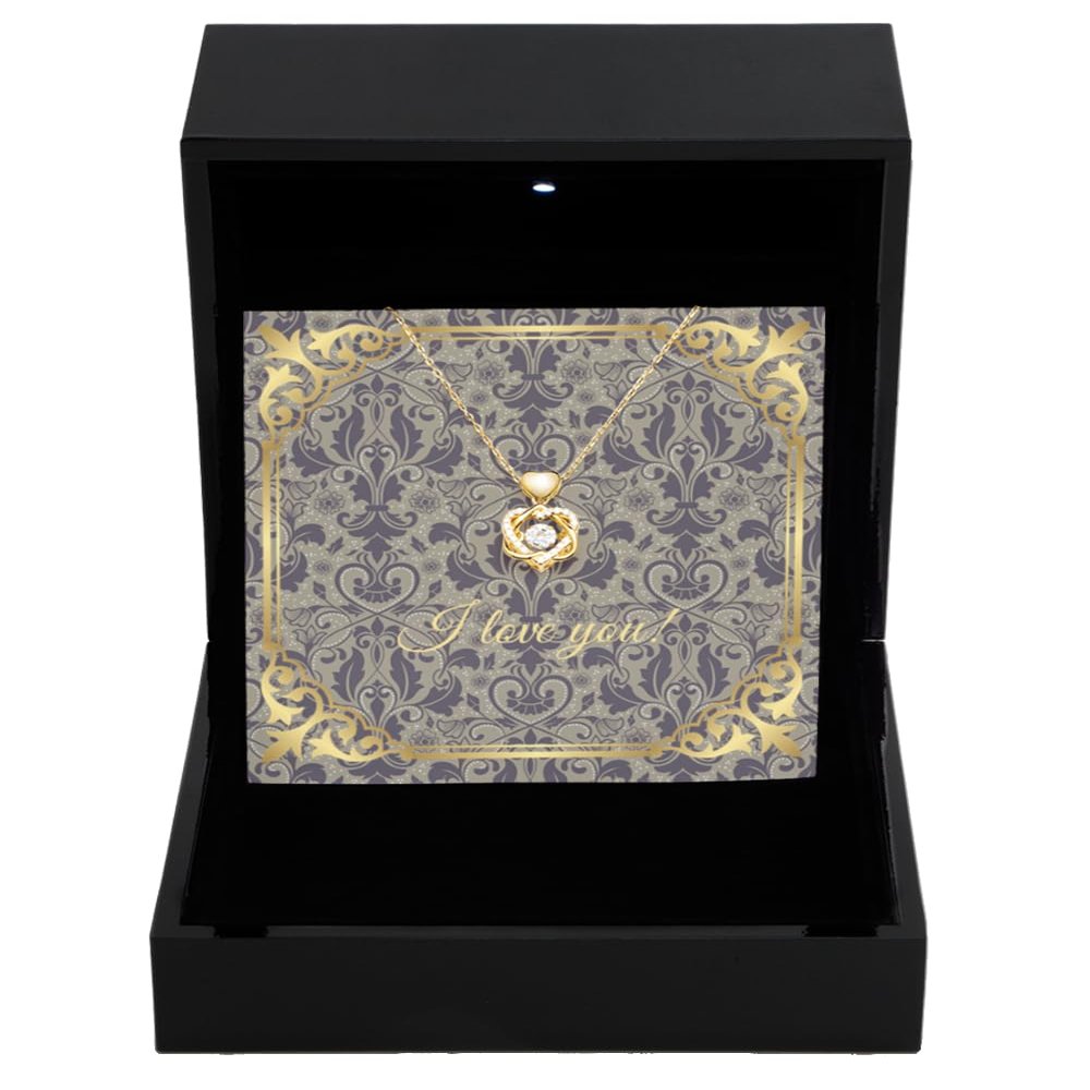 Heart Knot Gold Necklace Luxury Box Heart Knot Necklace I Love You