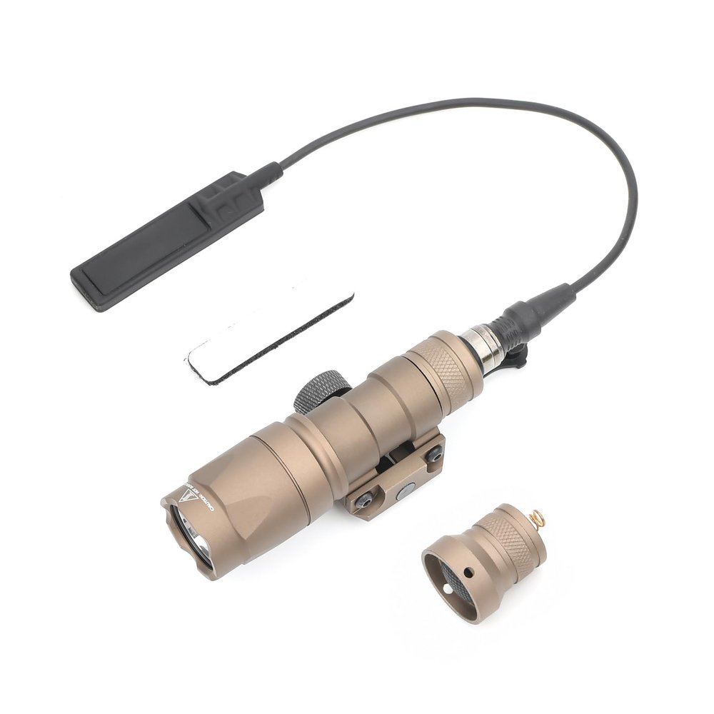 NECARL M300A 500 Lumens Tactical Flashlight with Push Button Switch & Remote Pressure Switch for Constant/Momentary Modes, Fit for 20mm Picatinny Rail