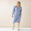 noflik Women's Soft Touch Oversized Button Front V Neck Long Sleeve Midi Sweater Dress (LT.Blue, XXL) view 2