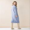 noflik Women's Soft Touch Oversized Button Front V Neck Long Sleeve Midi Sweater Dress (LT.Blue, XXL) view 4