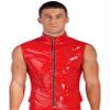 YiZYiF Men's Wetlook Leather Stringer Gym Tank Tops Bodybuilding Workout Sleeveless Shirts 3# Red Large view 2