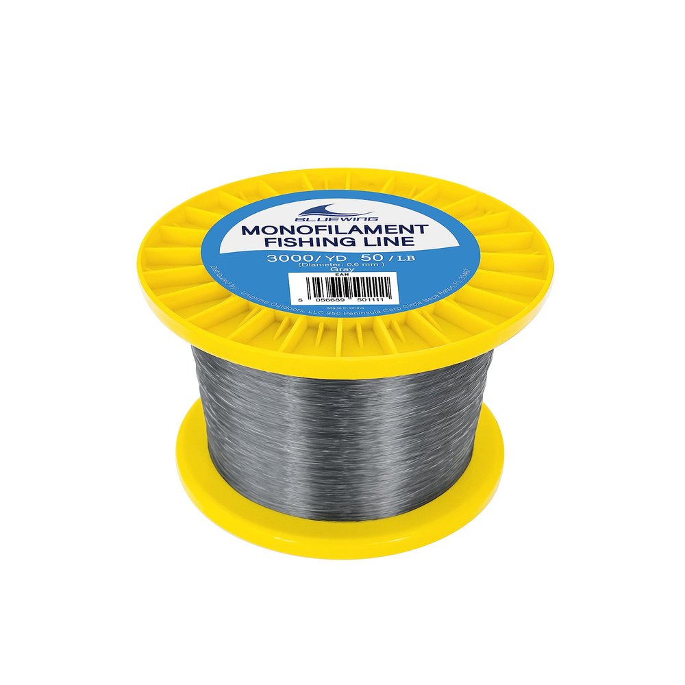 BLUEWING Monofilament Fishing Line Dia. 0.6mm 50 lbs 3000 Yards Invisible Thin Diameter Mono Fish Wire String, Gray