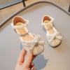 Girls Sandals Glittler Bow Dress Shoes Princess Crystal Flat Sandals Party Wedding Flower Girls (White, 13 Little Child) view 2