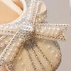 Girls Sandals Glittler Bow Dress Shoes Princess Crystal Flat Sandals Party Wedding Flower Girls (White, 13 Little Child) view 3