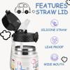 GOPPUS Kids Water Bottle (Straw Lid) - 14 Oz Stainless Steel Travel Bottle, Double Wall Vacuum Leak Proof Kids Cup for School Boys Girls,White engineering car view 3