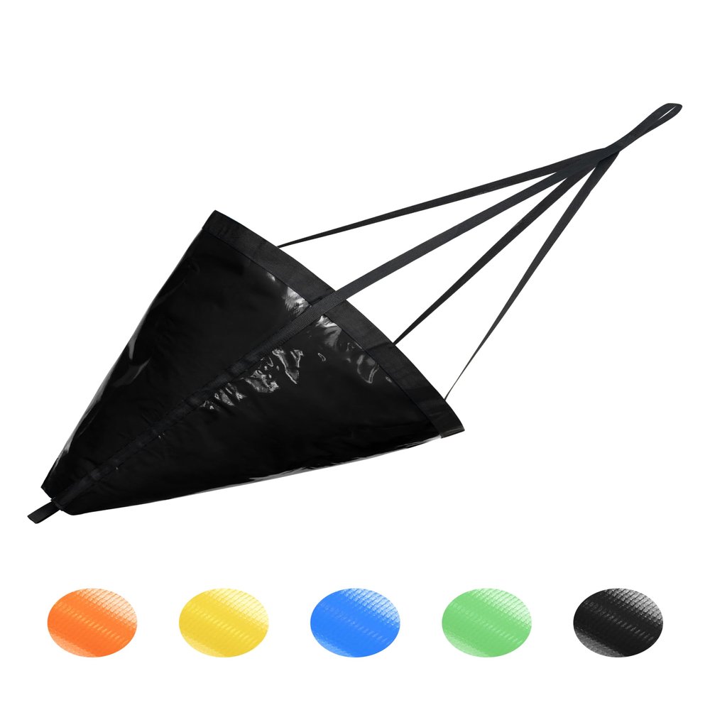 BLUEWING 32in Sea Anchor Drift Sock 840D Nylon Parachute Fishing Drogue for Marine Boat/Jet Ski/Sail, Black