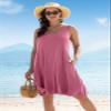 BELAROI Women Plus Size Sundress Summer Casual Sleeveless Tshirt Dress Scoop Neck Swing Tank Dresses with Pockets Beach Swimsuit Cover up(5X, Grayish Pink) view 3