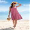 BELAROI Women Plus Size Sundress Summer Casual Sleeveless Tshirt Dress Scoop Neck Swing Tank Dresses with Pockets Beach Swimsuit Cover up(5X, Grayish Pink) view 4