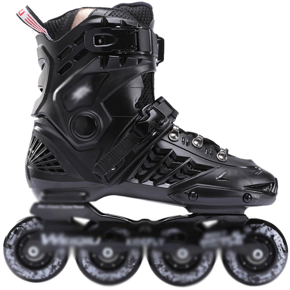 Adult Inline Skates Speed Skating Shoes for Women and Men - Sports Outdoors Recreation Fitness Roller Skates with 4*76 Wheels Professional Racing Roller Blades Beginners Boys and Girls ( Color : Black